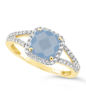 image of Created Spinel Aquamarine (1-5/8 ct. t.w.) and Created White Sapphire (1/4 ct. t.w.) Ring in 10k Yellow Gold