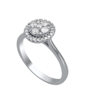 image of Round Shape Halo Cluster Diamond (1/2 ct. t.w.) Ring in 14K White Gold