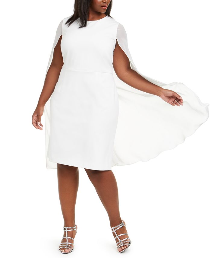 Calvin Klein Plus Size Cape Sheath Dress & Reviews - Dresses - Plus Sizes -  Macy's