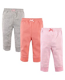Baby Girl Cotton Tapered Ankle Pants, Set of 3