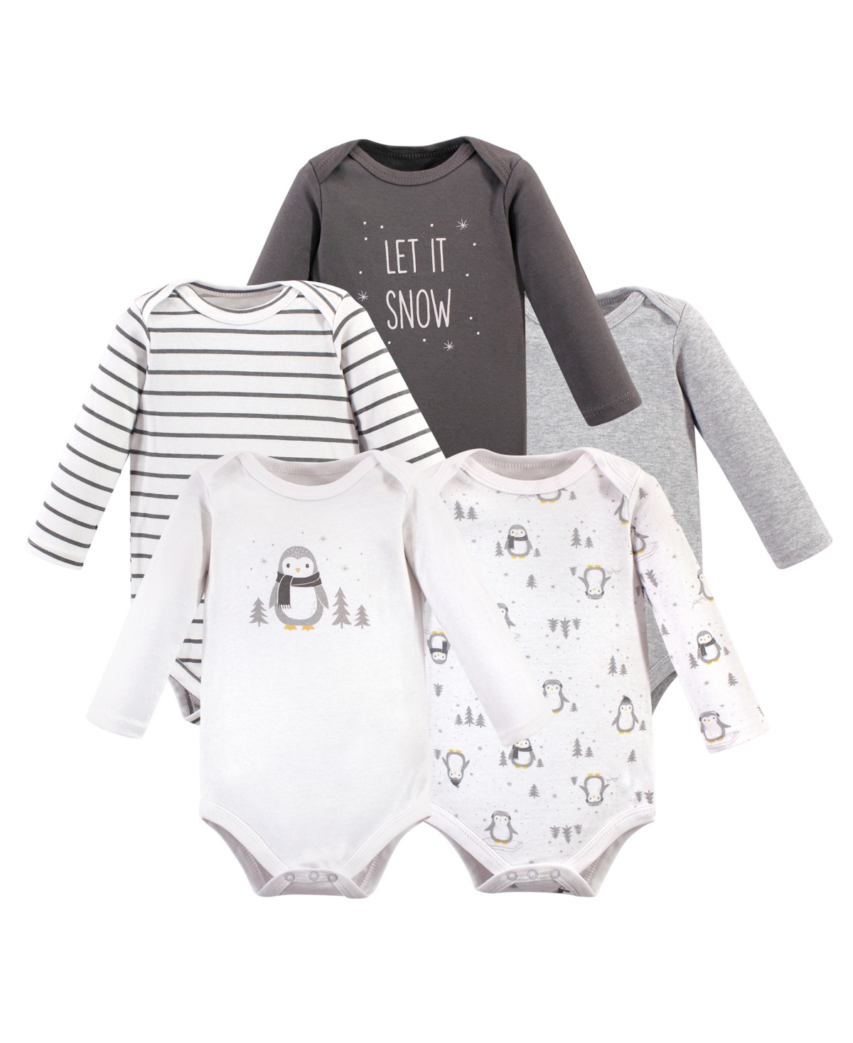 Hudson Baby Boys Cotton Long-Sleeve Bodysuits 5pk