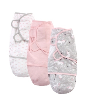 image of Hudson Baby Baby Girl Swaddle Wrap, 3 Pack