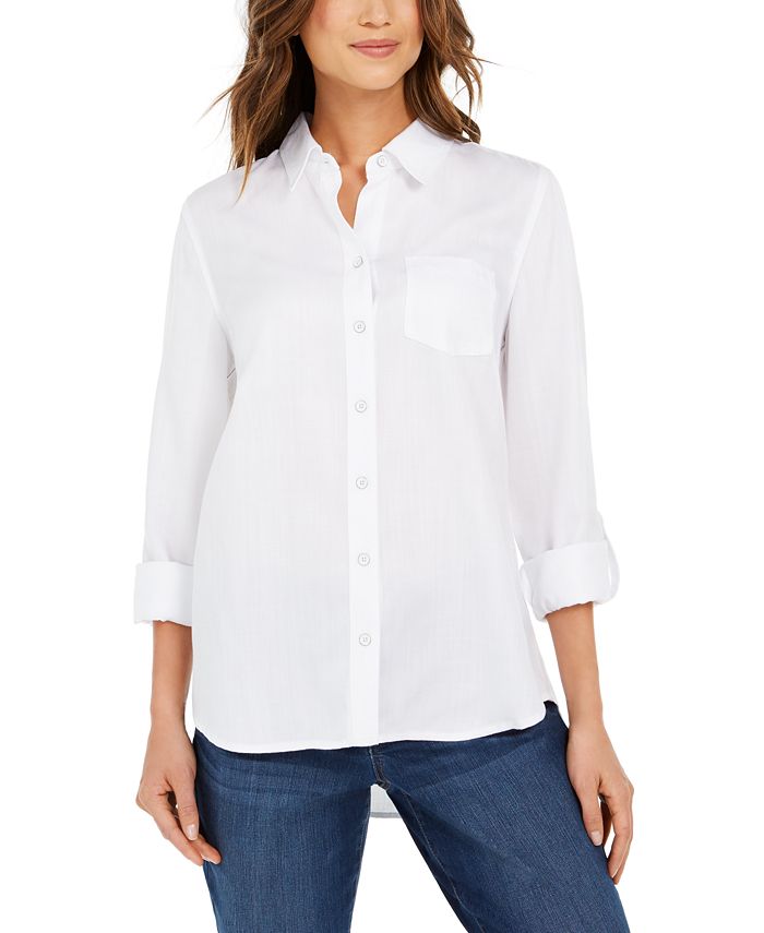 Style & Co Solid Button-Down Shirt, Created for Macy's - Macy's