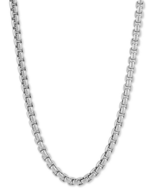 Macy's Rounded Box Link 22" Chain Necklace (4mm) In Sterling Silver In Silver
