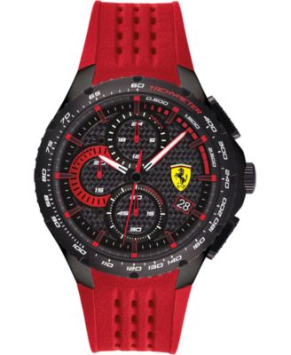 Ferrari Men's Chronograph Pista Red Silicone Strap Watch 44mm