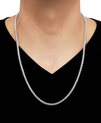 Rounded Box Link 24" Chain Necklace in Sterling Silver