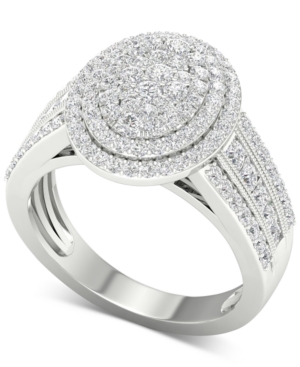 image of Diamond Oval Cluster Composite Ring (1 ct. t.w.) in 14k White Gold