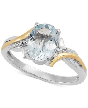 image of Aquamarine Two-Tone Ring (1-1/5 ct. t.w.) in Sterling Silver & 10k Gold