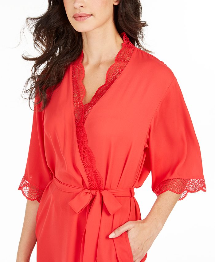 I.N.C. International Concepts Lace Trim Short Robe, Created for Macy's