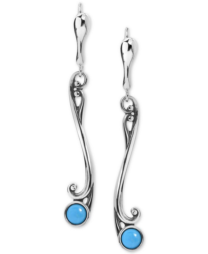 Carolyn Pollack Turquoise (5mm) Elongated Swirl Drop Earrings in Sterling Silver & Earrings Jewelry & Watches - Macy's