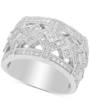 image of Diamond Princess Openwork Statement Ring (3/4 ct. t.w.) in Sterling Silver