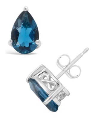 Pear-shape Gemstone Stud Earrings in Sterling Silver