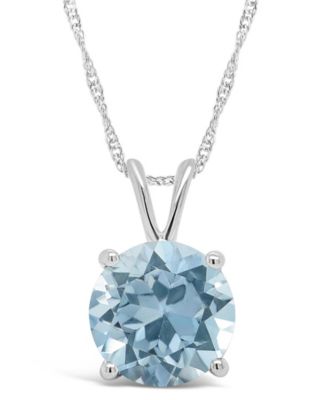 Macy's - Gemstone Pendant Necklace in Sterling Silver. Available in Citrine, Sky Blue Topaz, Rose Quartz and Amethyst