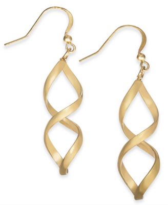 Charter Club - Rose Gold-Tone Twist Drop Earrings