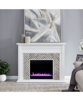 Elior Marble Tiled Color Changing Electric Fireplace