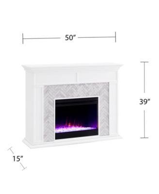 Anika Marble Tiled Color Changing Electric Fireplace