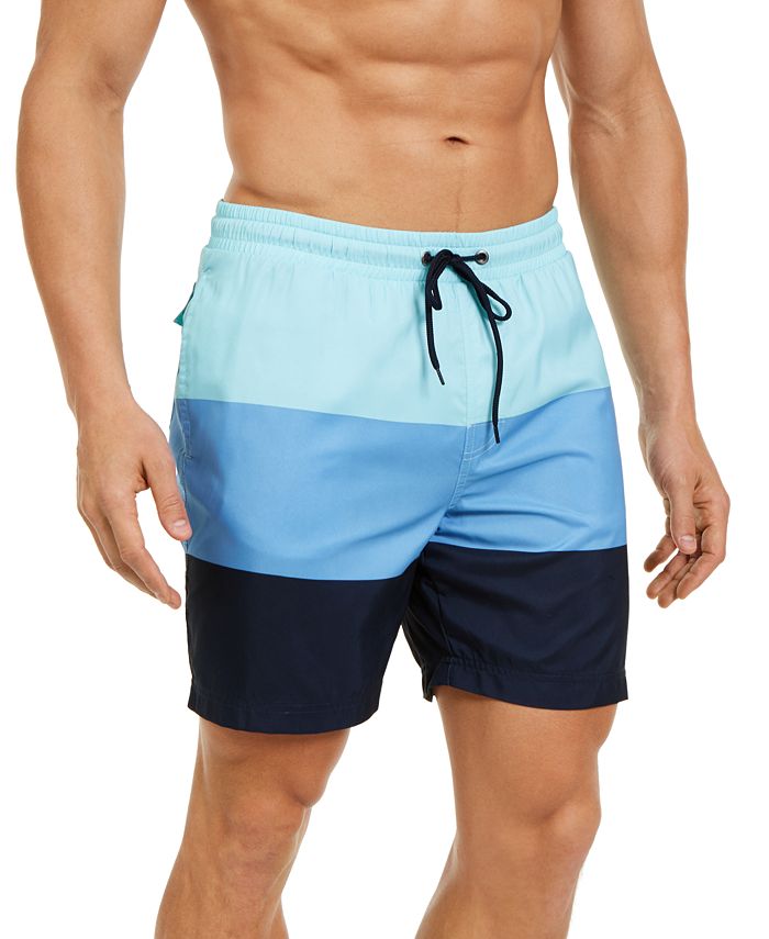 Club Room Men's Colorblocked 5 Swim Shorts, Created for Macy's - Macy's