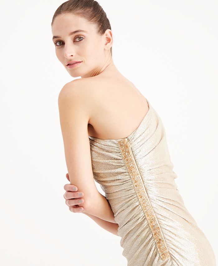 Calvin Klein - One-Shoulder Metallic Gown