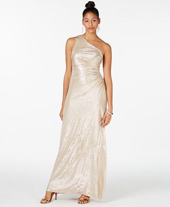 Calvin Klein One-Shoulder Metallic Gown & Reviews - Dresses - Women - Macy's