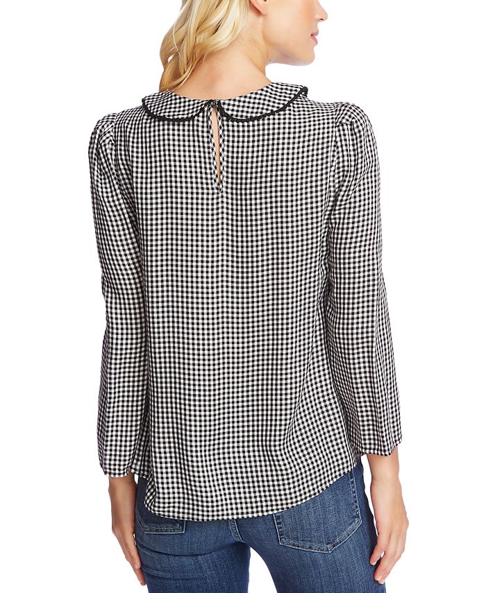 CeCe Collared Gingham-Print Top - Macy's