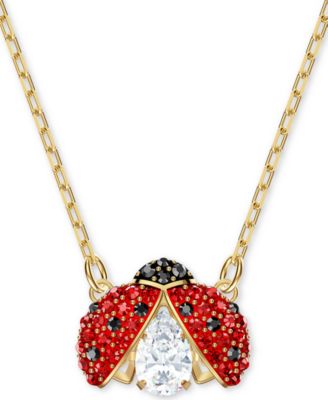 Swarovski - Gold-Tone Multicolor Crystal Ladybug Pendant Necklace, 14-7/8" + 2" extender