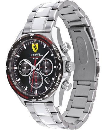 Ferrari - Men's Chronograph Pilota Evo Stainless Steel Bracelet Watch 44mm
