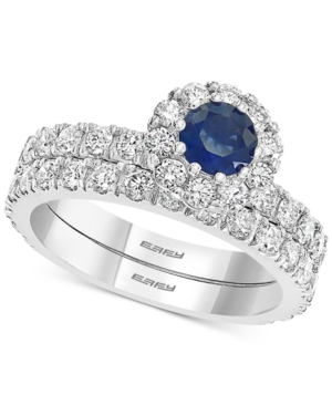 image of Effy Sapphire (1/2 ct. t.w.) & Diamond (1-1/2 ct. t.w.) Bridal Set in 14k White Gold