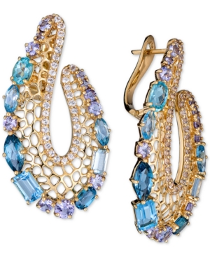 image of Multi-Gemstone Swirl Drop Earrings (7-1/2 ct. t.w.) in 14k Gold