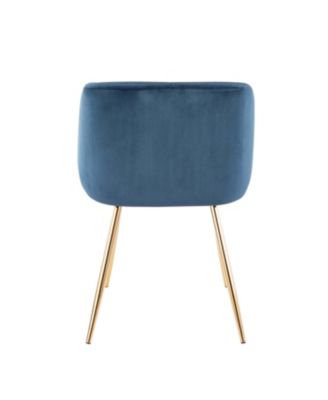 Fran Chair in Gold Metal and Velvet Set of 2