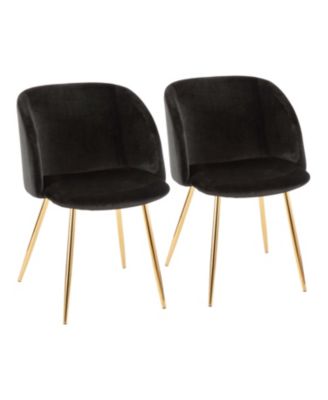 Fran Chair in Gold Metal and Velvet Set of 2