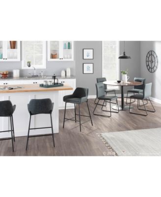 Daniella Industrial Counter Stool in Black Metal and Espresso Faux Leather by - Set Of 2