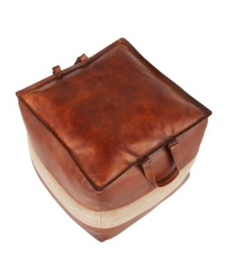 Cobbler Industrial Pouf in Leather and Canvas by Lumisource