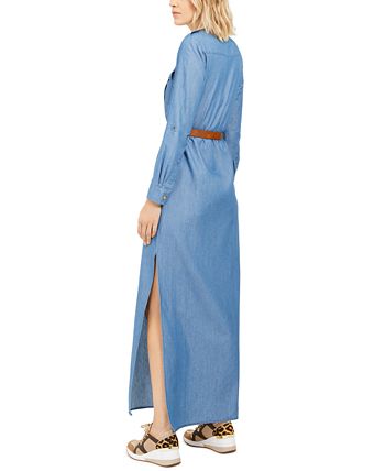 Michael kors denim cheap maxi shirt dress