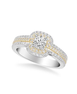 Diamond Princess Engagement Ring (3/4 ct. t.w.) in 14k Two Tone White & Yellow Gold or White & Rose Gold