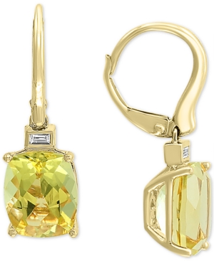 image of Effy Lemon Quartz (5-1/3 ct. t.w.) & Diamond (1/20 ct. t.w.) Drop Earrings in 14k Gold