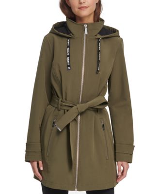 Hooded Belted Water-Resistant Raincoat, Created for Macy's