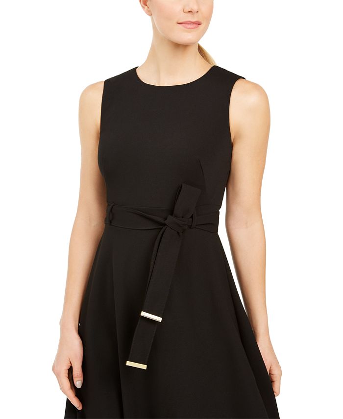 Calvin Klein Women's Jacquard Pleated Fit & Flare Dress Blue Size 12