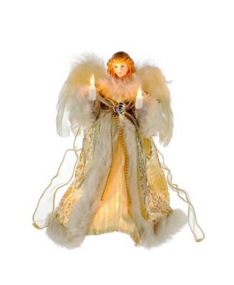 Kurt Adler - UL 10-Light 10-Inch Ivory and Gold Angel Treetop