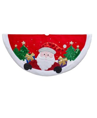Kurt Adler - 48-Inch Red and White Applique Santa Tree Skirt