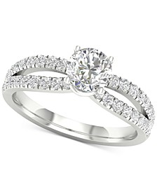 Diamond Bowed Shank Engagement Ring (1-1/3 ct. t.w.) in 14k White Gold
