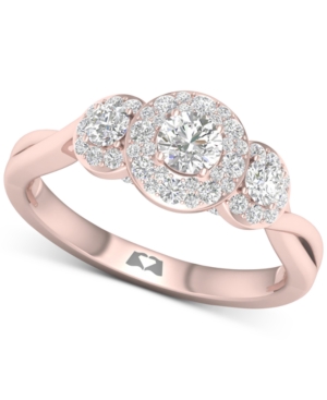 image of Diamond Triple Halo Engagement Ring (7/8 ct. t.w.) in 14k Rose Gold