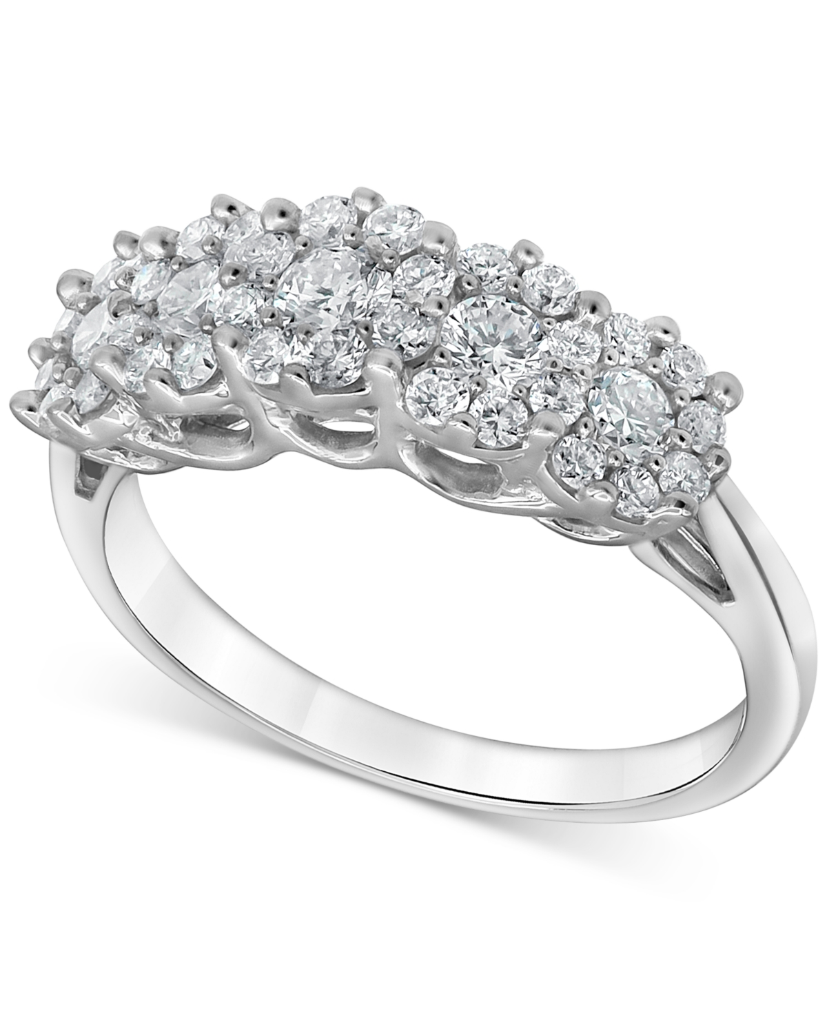 Lab-Created Diamond Horizontal Cluster Statement Ring (1 ct. t.w.) in Sterling Silver - White Gold