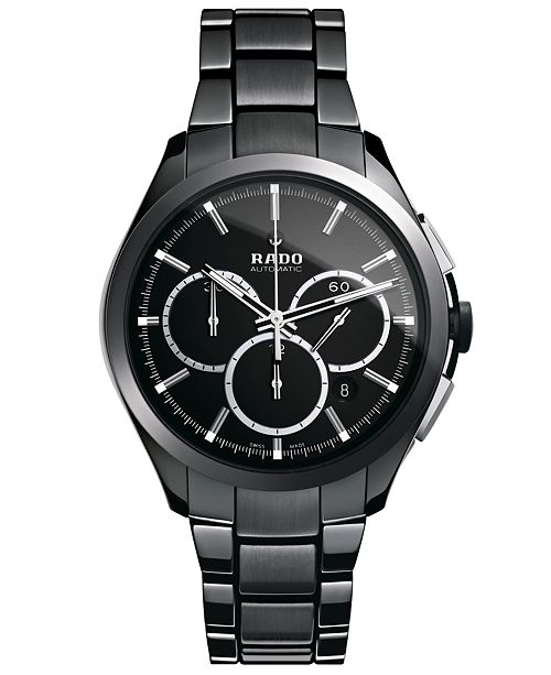 Rado Watch Men S Swiss Automatic Chronograph Hyperchrome Black High Tech Ceramic Bracelet 45mm R32275152 Reviews All Fine Jewelry Jewelry Watches Macy S