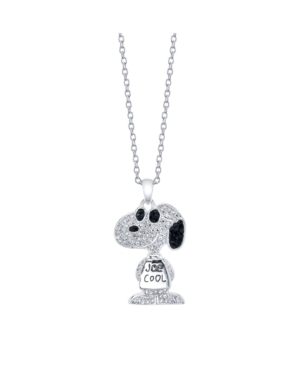image of Snoopy Fine Plated Silver Crystal Pendant Necklace, 16
