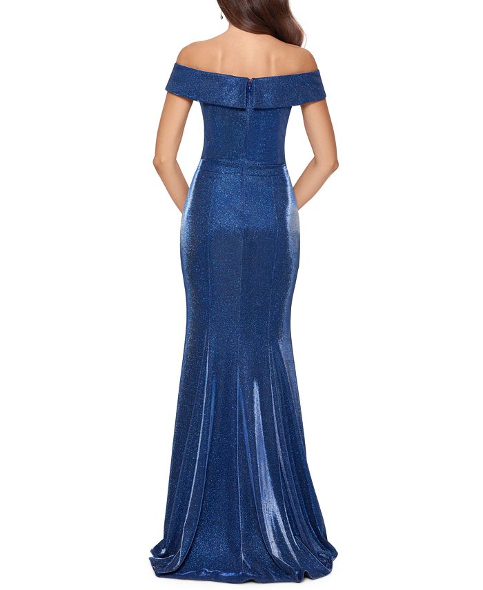 Metallic Off-the-Shoulder Gown