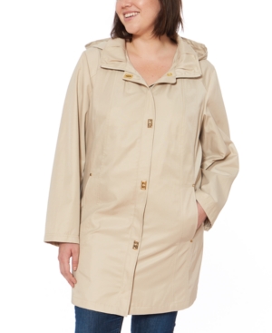 image of Jones New York Plus Size Water-Resistant Hooded Raincoat