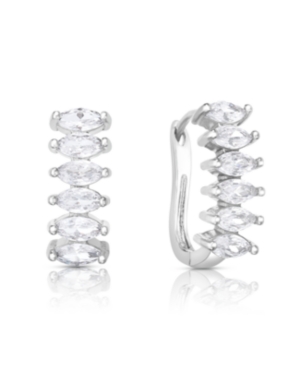 image of Cubic Zirconia Silver Marquise Hoop in Fine Silver Plate