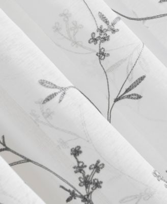 Delia Embroidered Floral Sheer Rod Pocket Curtain Panel