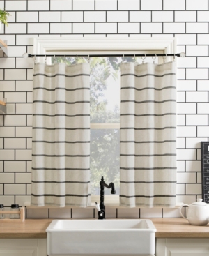 Clean Window Twill Stripe 52" X 24" Anti-dust Cafe Curtain Set In Black