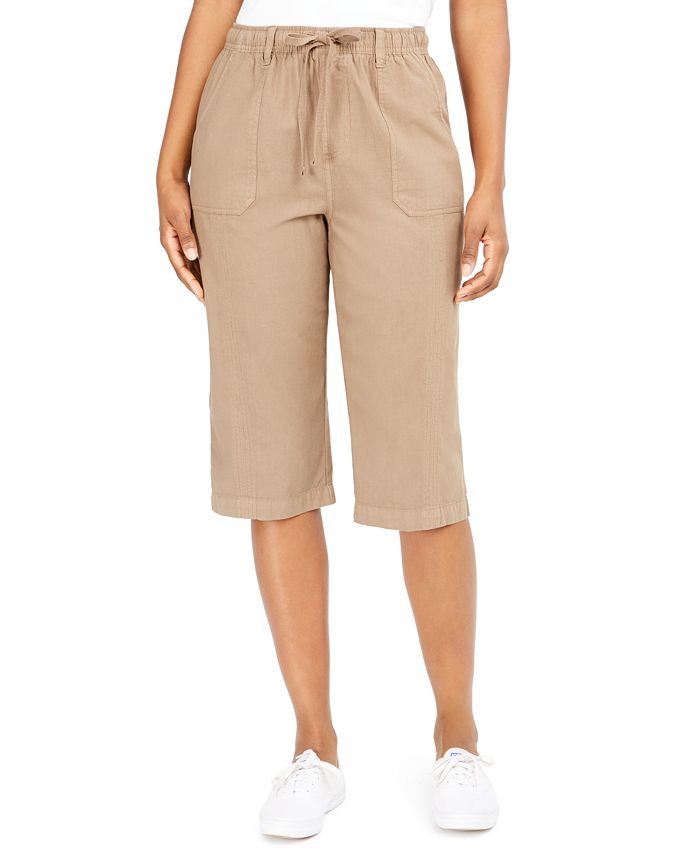 Karen Scott Cropped Cotton Pull-On Pants, Created for Macy's - Macy's